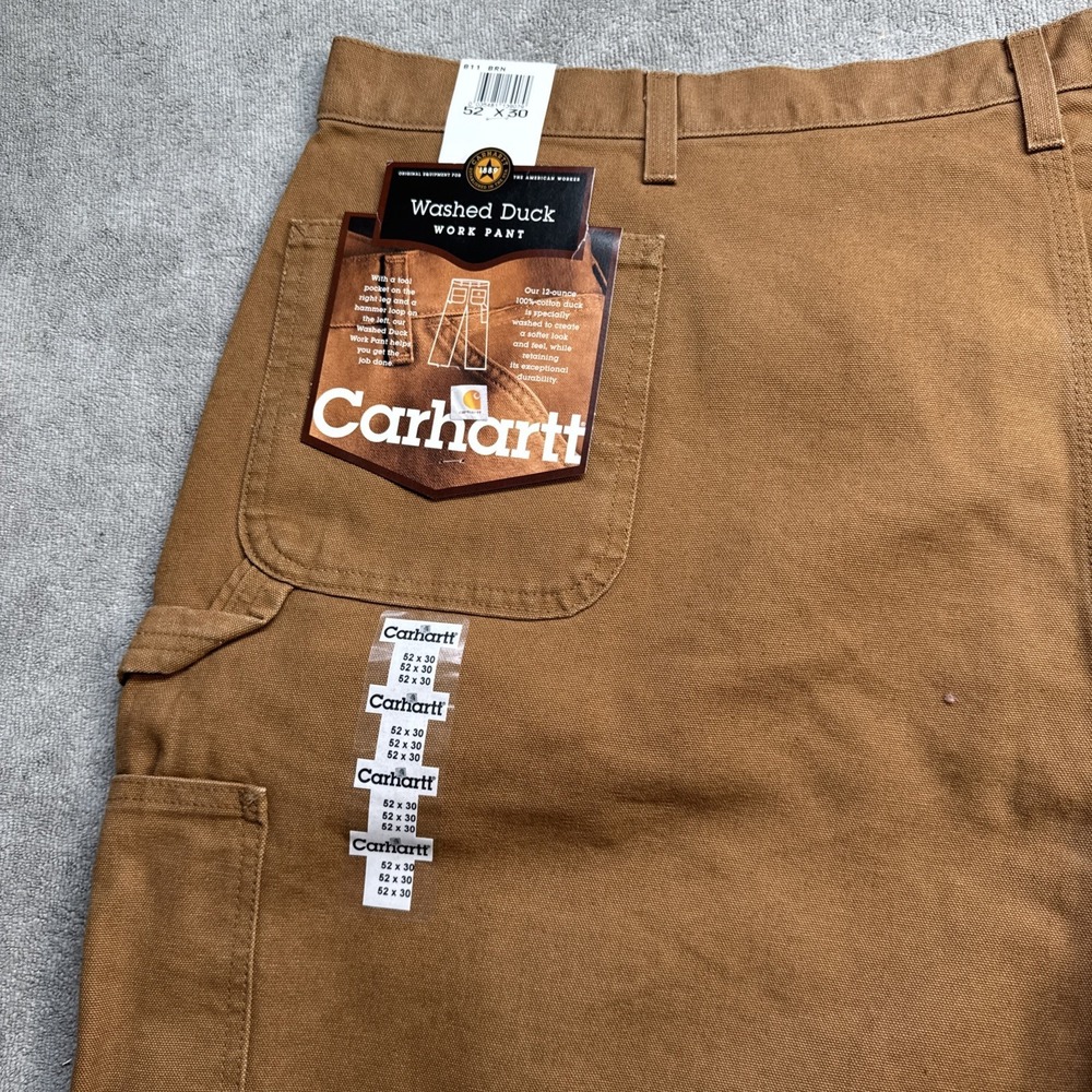 Carhartt B11 Washed Duck Work Pants Brown 52x30 Men's Heavy Duty Canvas